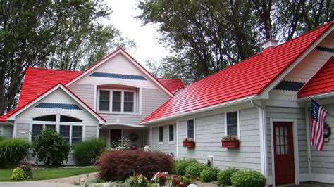 black metal roofs on red houses|red sheet metal roofing images.